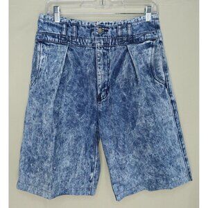 Vintage 90s Anchor Blue Jean Shorts Pleated Acid Wash Baggy Loose Men's Size 30